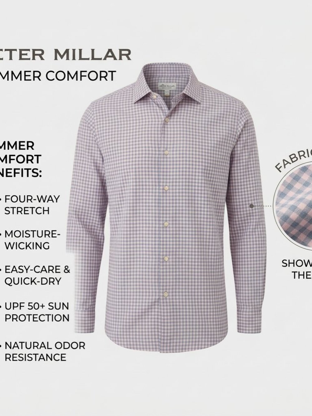 Peter Millar Summer Comfort Shirt Mens 2XL Plaid Button Down Casual Long Sleeve
